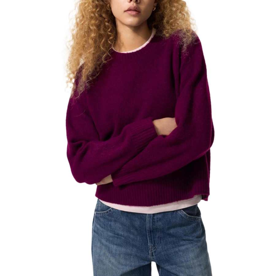 UNIQLO Knitwear Women's Burgundy Crew Neck Moderate