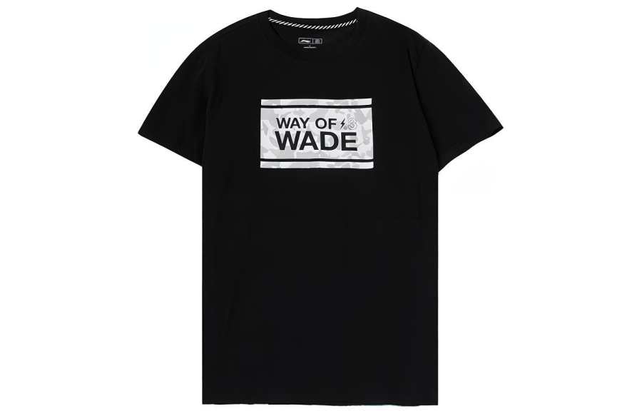 Li-Ning Li Ning T Shirts Men's New Standard Black Crew Neck Moderate Straight Fit