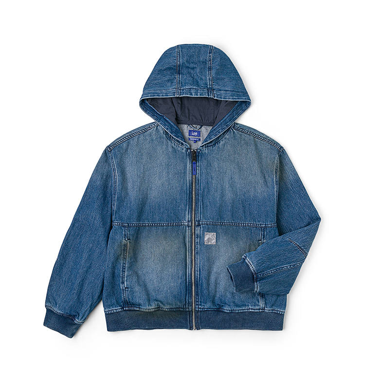 Lee Denim Jackets Men's Dark Blue Hooded Moderate Straight Fit