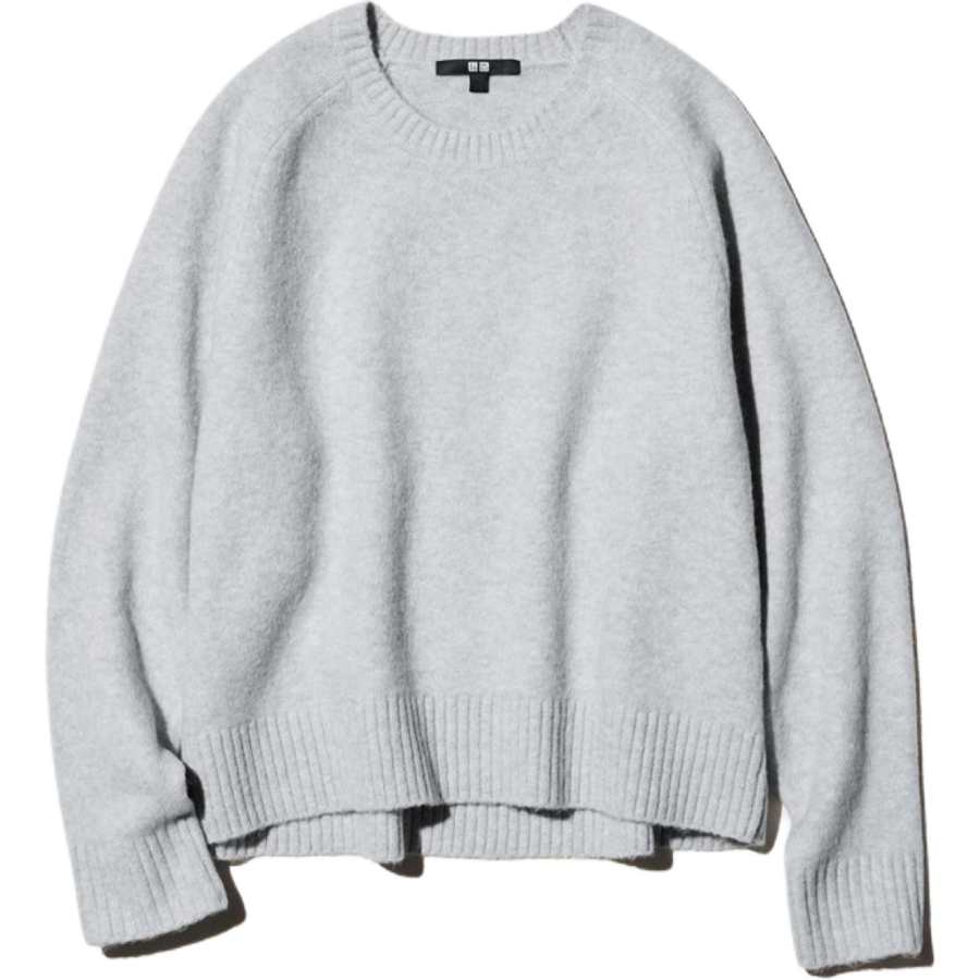 UNIQLO Knitwear Women's Light Gray Crew Neck Moderate