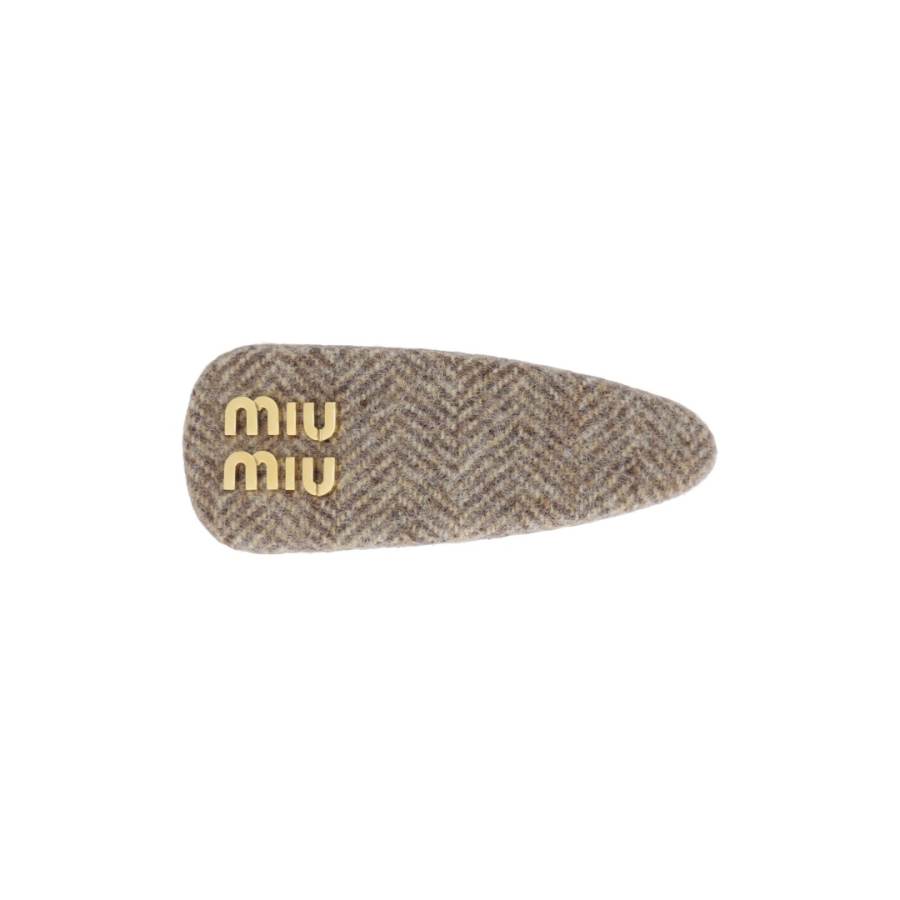 MIU MIU Wool Hair Clips Women's Khaki