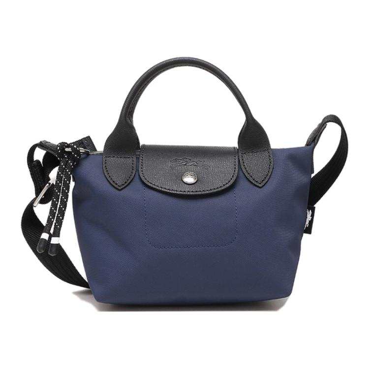 LONGCHAMP Le Pliage Energy Canvas With Cow Leather Trim One Shoulder Handbag Mini Women's Blue