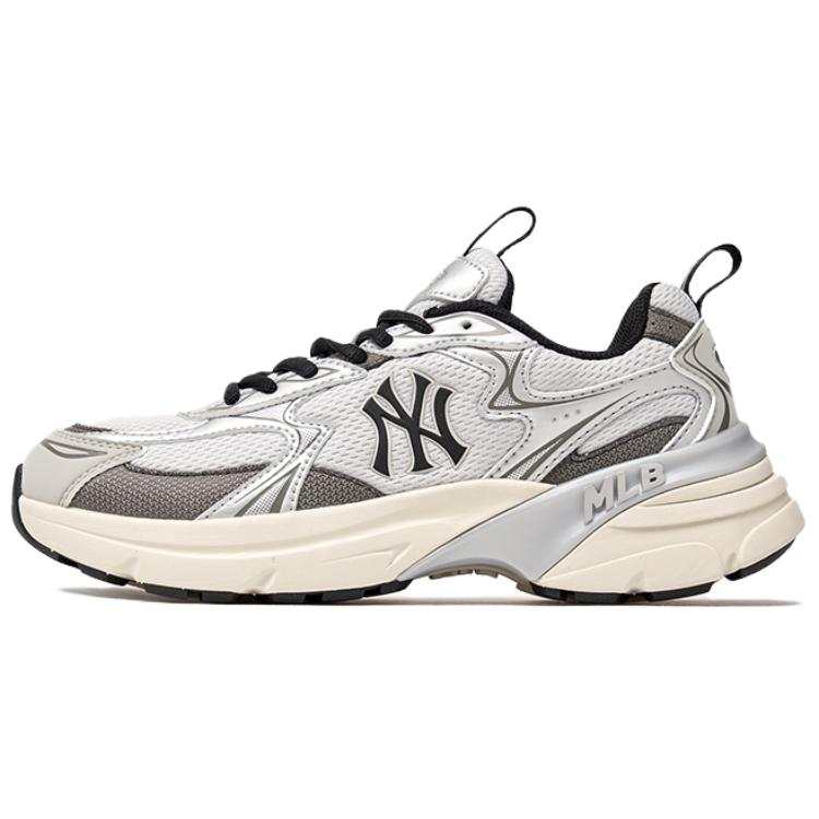 MLB New York Yankees Textile, Synthetic Leather Low top Casual Running Shoes Unisex Silver