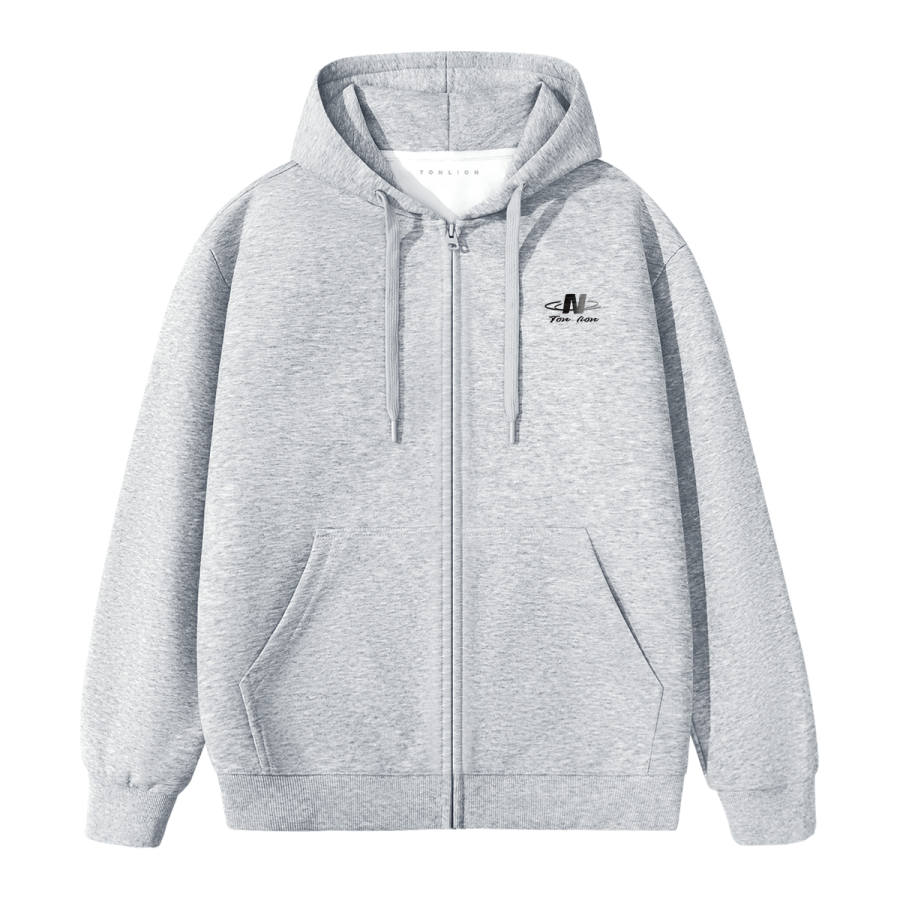 Tonlion Sweatshirts Unisex Hooded Moderate Cardigan