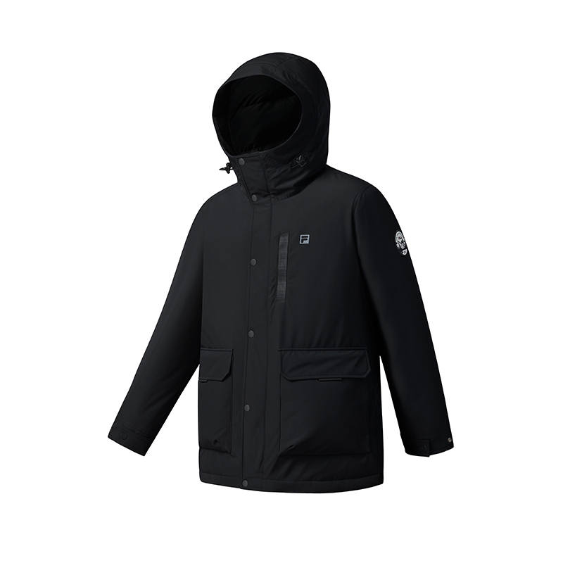 FILA Down Jackets Men's Jet Black Hooded Moderate Other