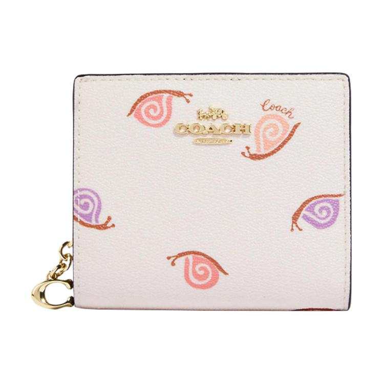 COACH COACH Snap Wallet Artificial Leather Card Holder, Wallet Regular Women's Chalk White