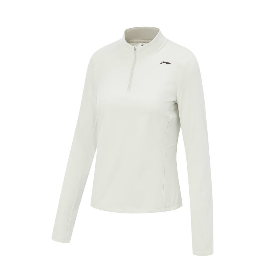 Li-Ning Li Ning Fitness Series Fleece Lined Thermal Stand Collar Athleisure Letter Pullover Long Sleeved T Shirt Women's