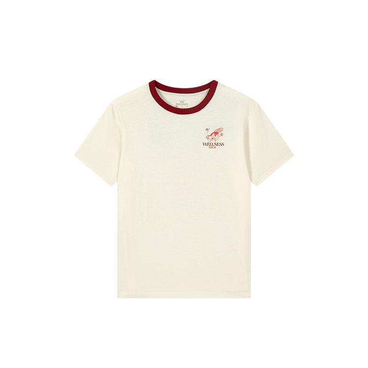 361° T Shirts Women's Cream White Crew Neck Thin Straight Fit