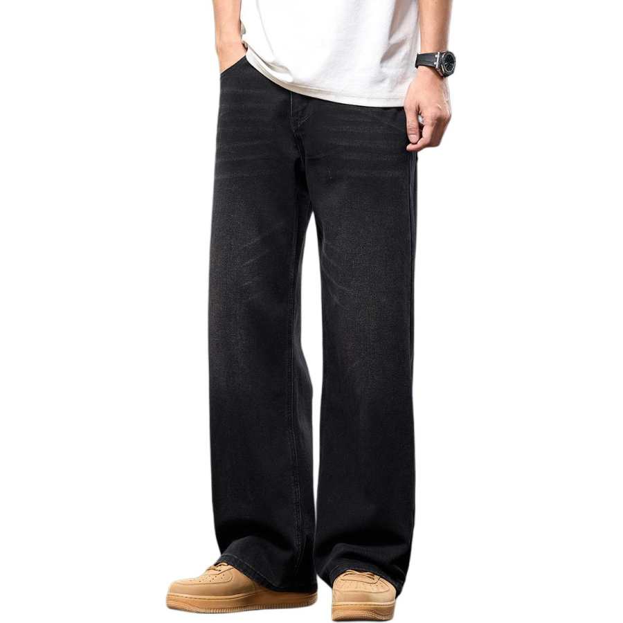 Tonlion Jeans Unisex Black Moderate Wide Leg Pants