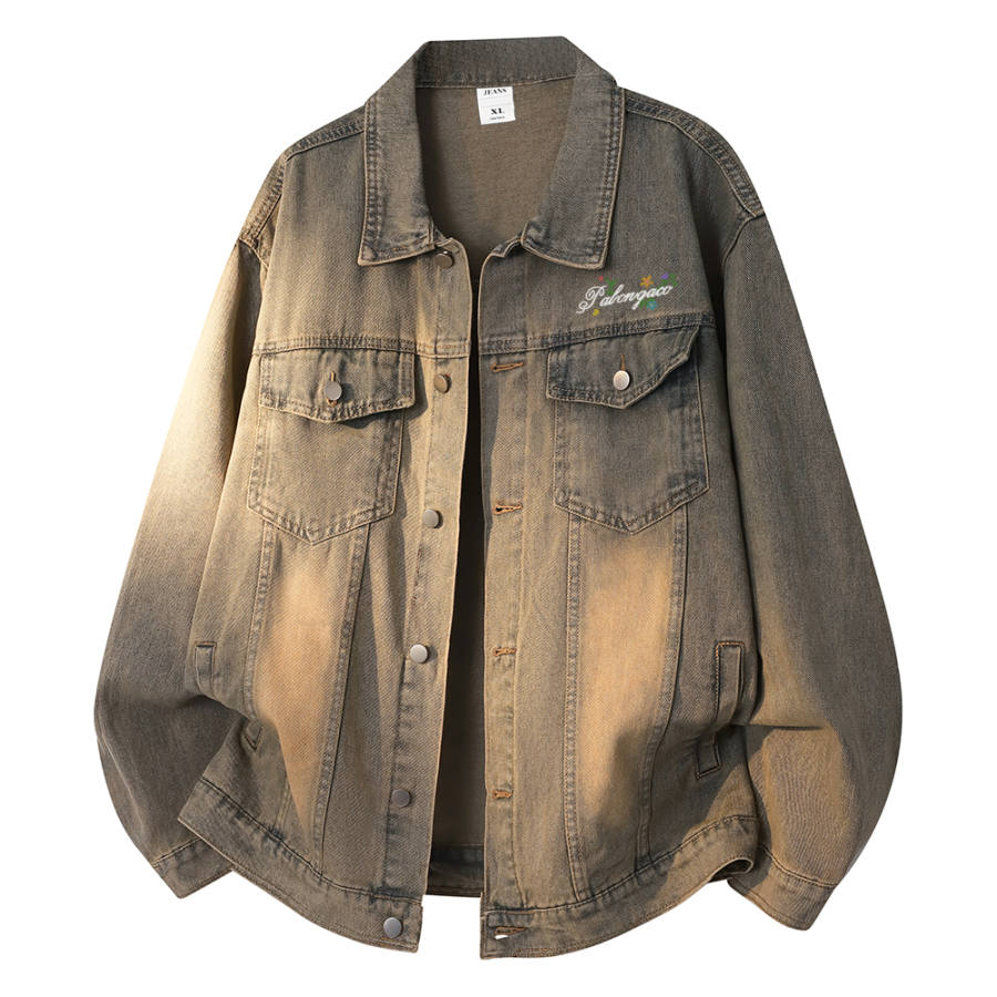 PAL ONGACO Denim Jackets Unisex Lapel Moderate Straight Fit