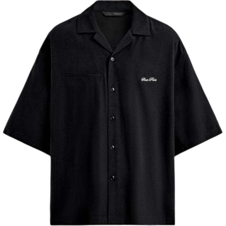 ZARA Shirts Men's Black Cuban Collar Moderate