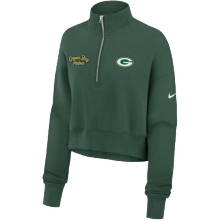 Nike Nike Green Bay Packers Phoenix Women's Nike Nfl Cropped 1/4-Zip Crew