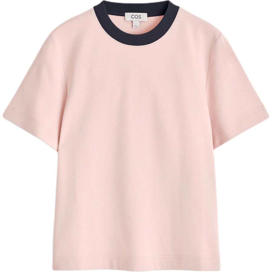 COS T Shirts Women's Pink/Navy Blue Crew Neck Moderate