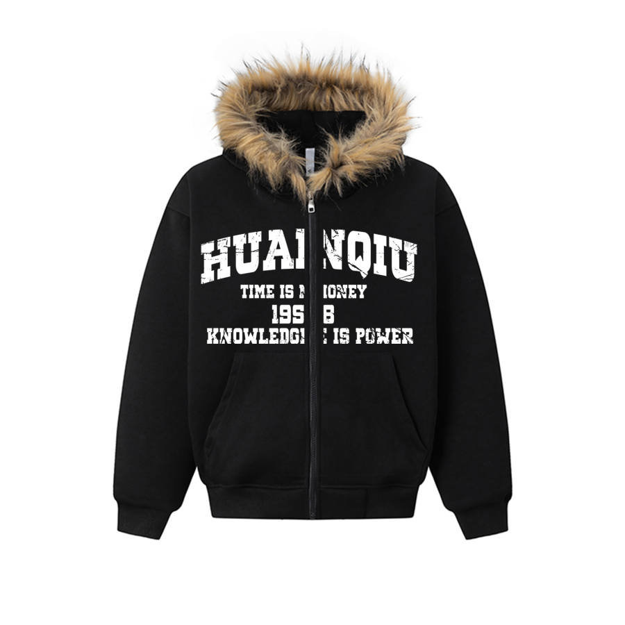 HUANQIU Sweatshirts Unisex Hooded Moderate Cardigan