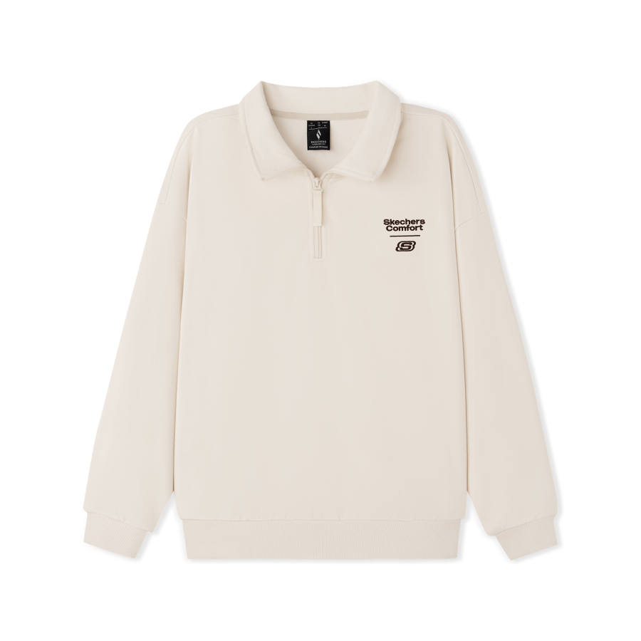 Skechers Sweatshirts Unisex Ivory White 001J Lapel Moderate Other