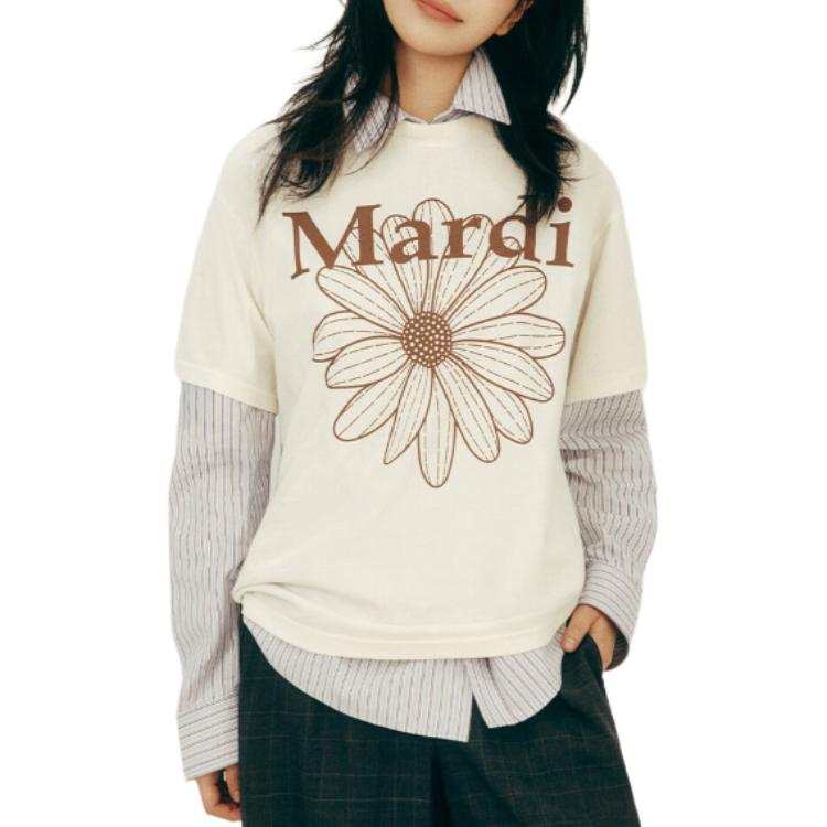 MARDI MERCREDI T Shirts Women's Cream Crew Neck
