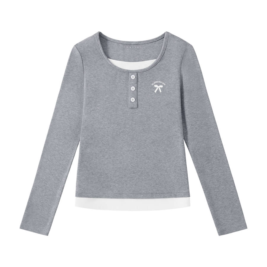 Tonlion T Shirts Unisex Crew Neck Moderate Mock Two Piece
