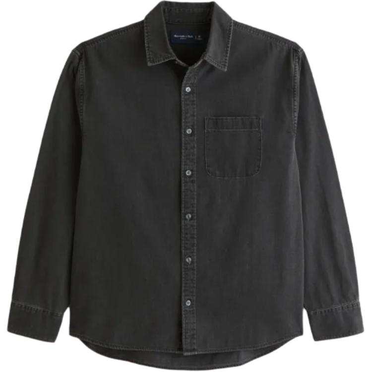 Abercrombie&Fitch Shirts Men's Black Lapel Moderate