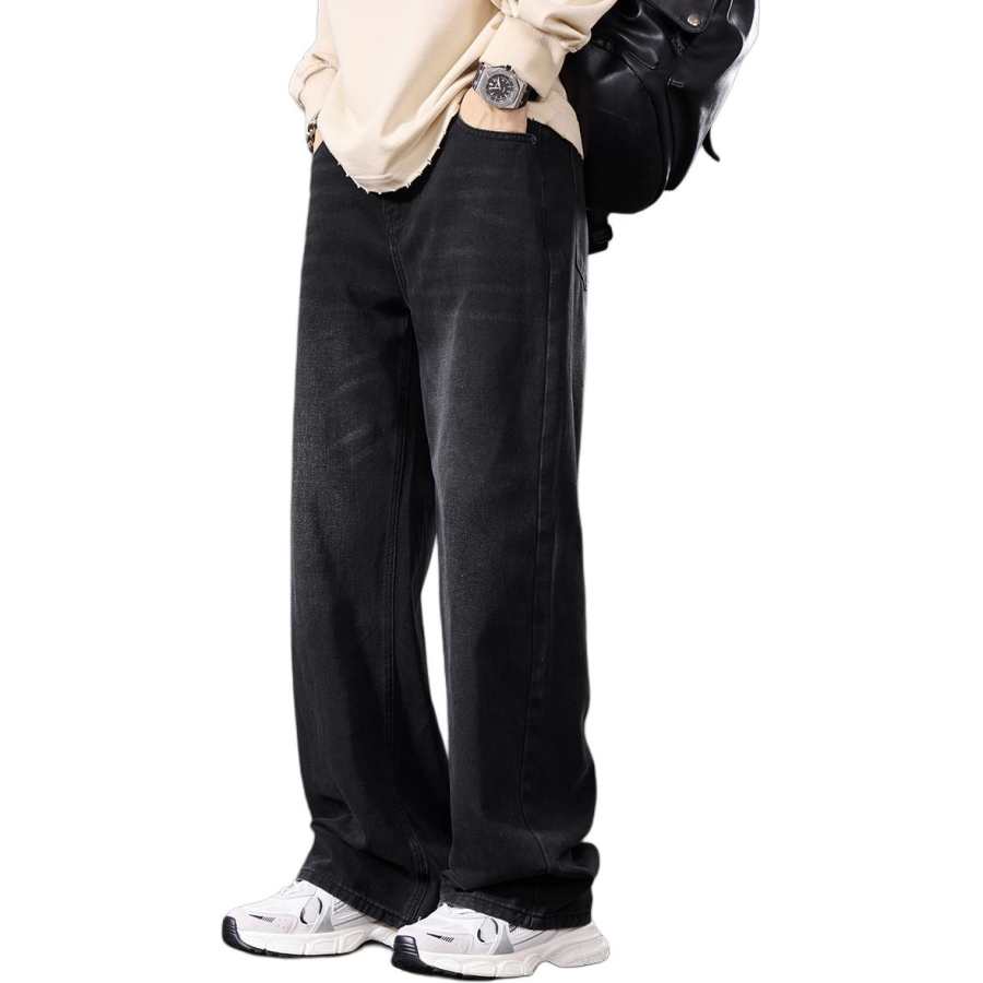 Tonlion Jeans Unisex Black Moderate Wide Leg Pants