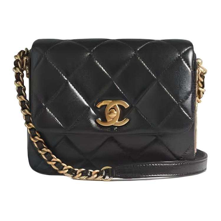 CHANEL Sheepskin Crossbody Bags Mini Women's Black