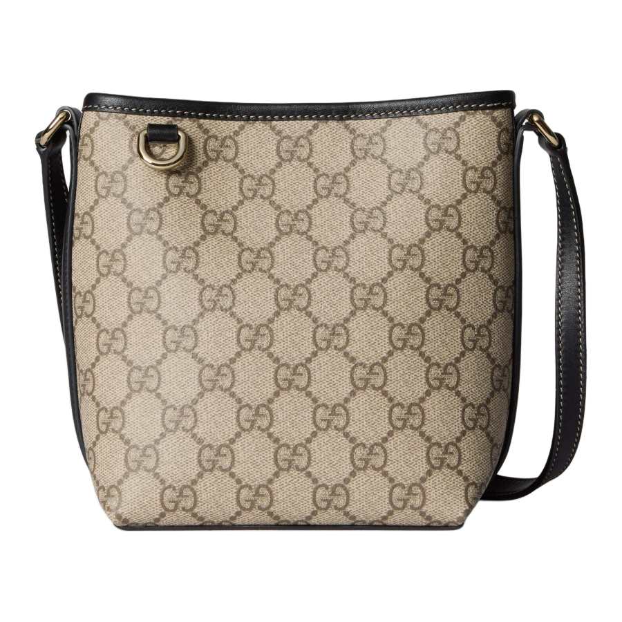 GUCCI GG Emblem Coated Fabric Bucket Bag, Shoulder Bag Mini Women's Beige & Black