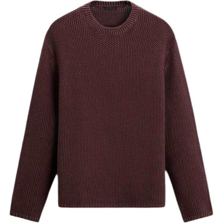 ZARA Knitwear Men's Dark Red Crew Neck Moderate Other