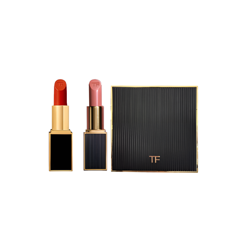 TOM FORD Black Tube Refining Lipstick Makeup Set, Collector's Double Pack Premium Lipstick Case Glossy