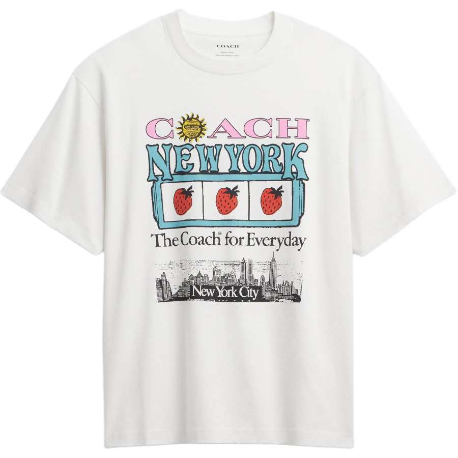 COACH T Shirts Men's White Crew Neck Moderate Straight Fit