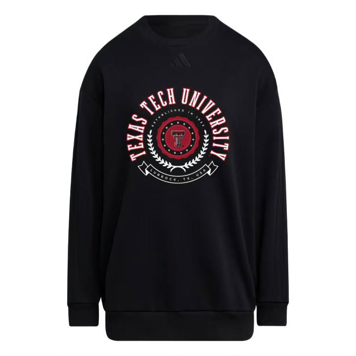 Adidas Adidas Free Shipping With AdiClub Texas Tech Red Raiders Women's Exclusive 3 Stripes Oversized Crew