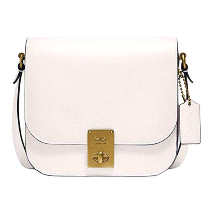 COACH Hutton Leather Saddle Bag, Tofu Bag, Crossbody Bag, Shoulder Bag Women's Pink White