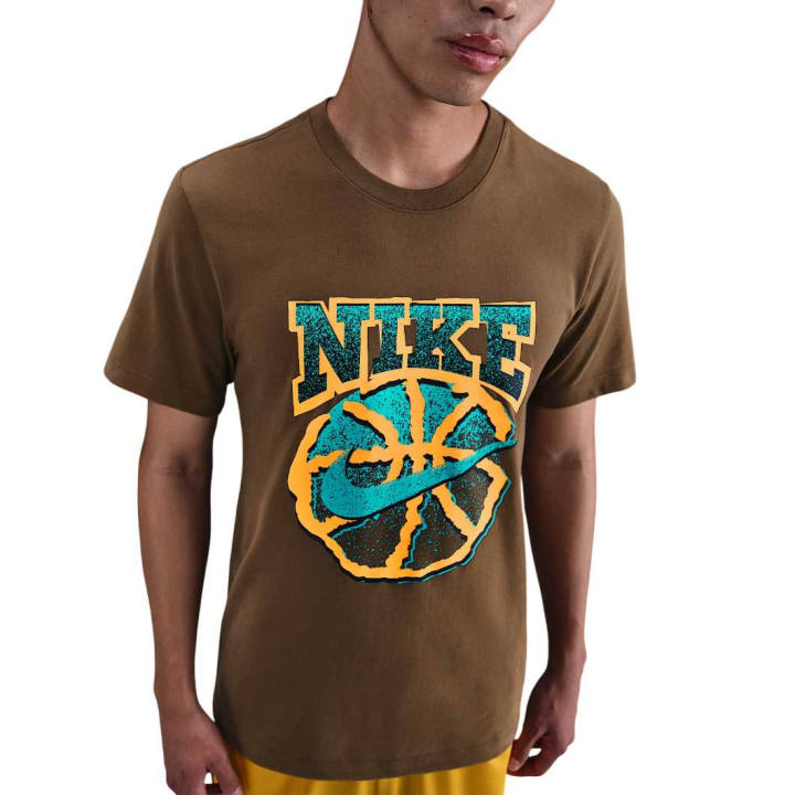 Nike Nike Dri Fit T Shirts Men's Brown Crew Neck Moderate Straight Fit