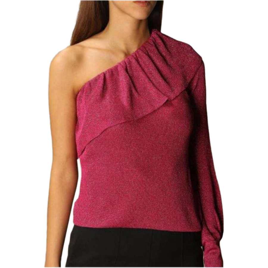 RED VALENTINO Knitwear Women's Rose Red Asymmetrical Collar Moderate Other