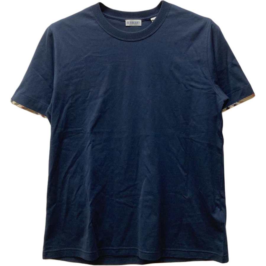 Burberry T Shirts Men's Marine Blue Crew Neck Moderate Straight Fit