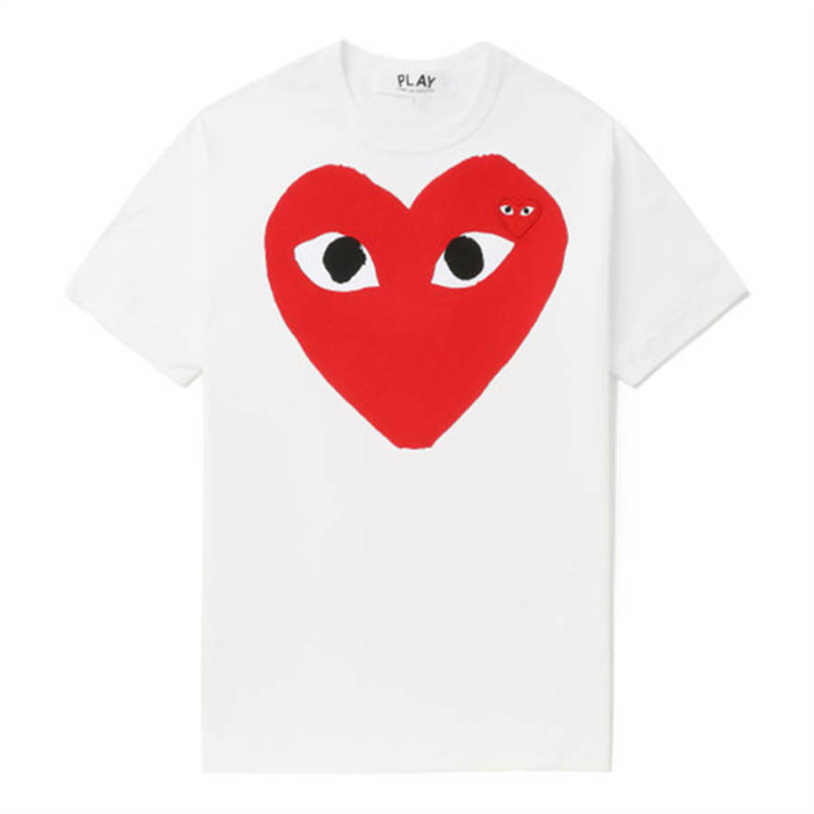 CDG Play T Shirts Unisex White Crew Neck Moderate