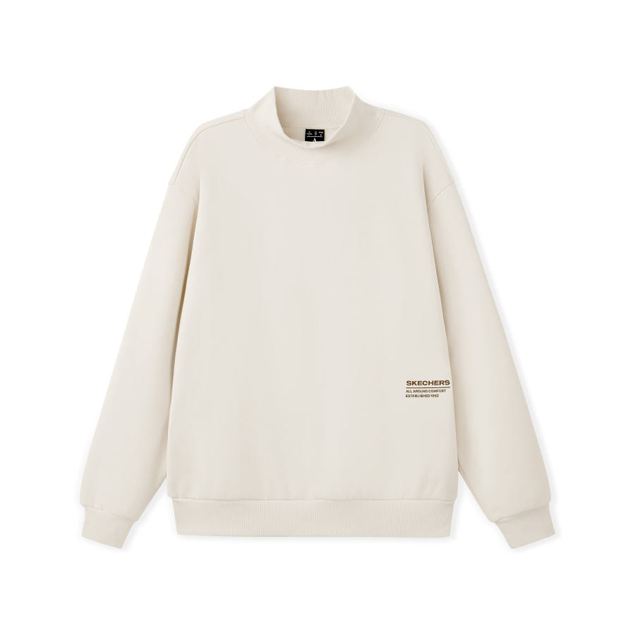 Skechers Sweatshirts Unisex Ivory White 001J Stand Collar Moderate Regular