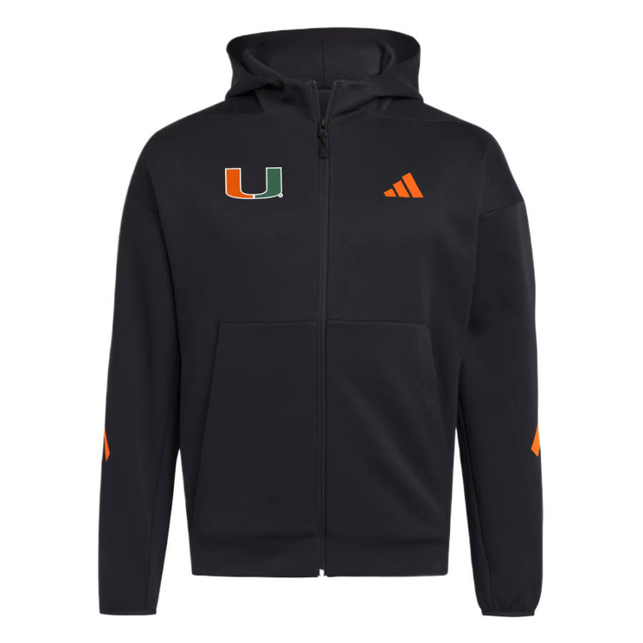 Adidas Adidas Free Shipping With AdiClub Miami Hurricanes Full Zip Player Travel Zne Hoodie