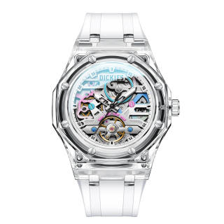 Dickies Wrist Watches Mechanical Movement Silicone Strap White Dial Men's Watches