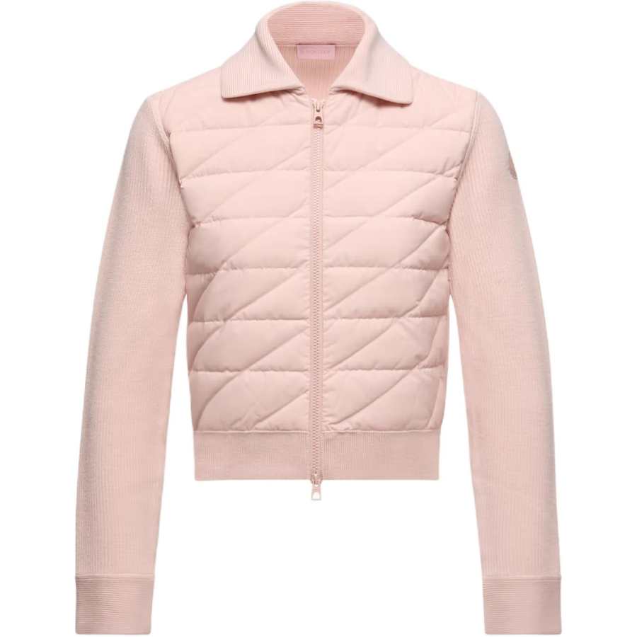 Moncler Padded Corduroy Diagonal Quilted Padded Wool Cardigan Down Jacket Women's
