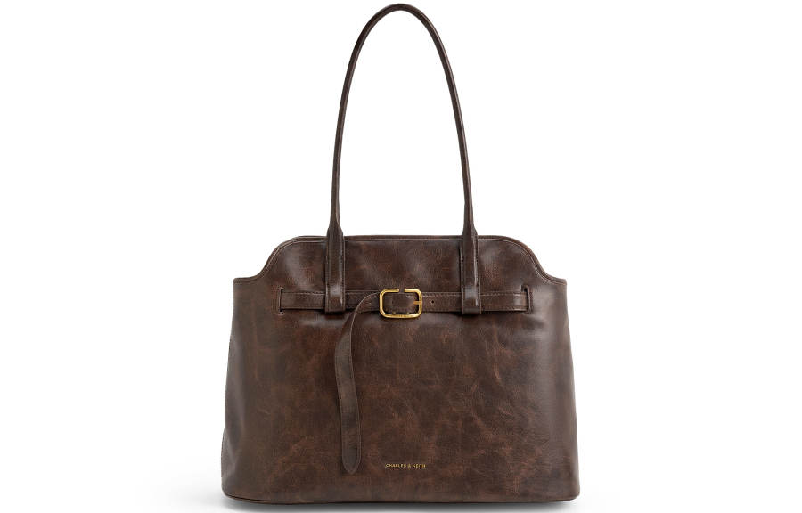 CHARLES&KEITH Pu Handbag, Shoulder Bag Large Women's Coffee/Black