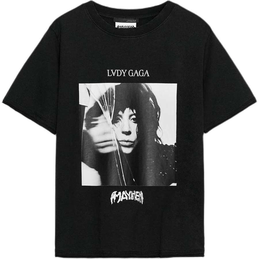 ZARA T Shirts Unisex Black Crew Neck Moderate