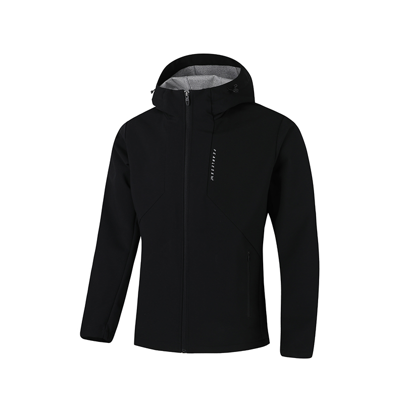 361° Trench Coats Men's Super Black Hooded Thickened Soft Shell