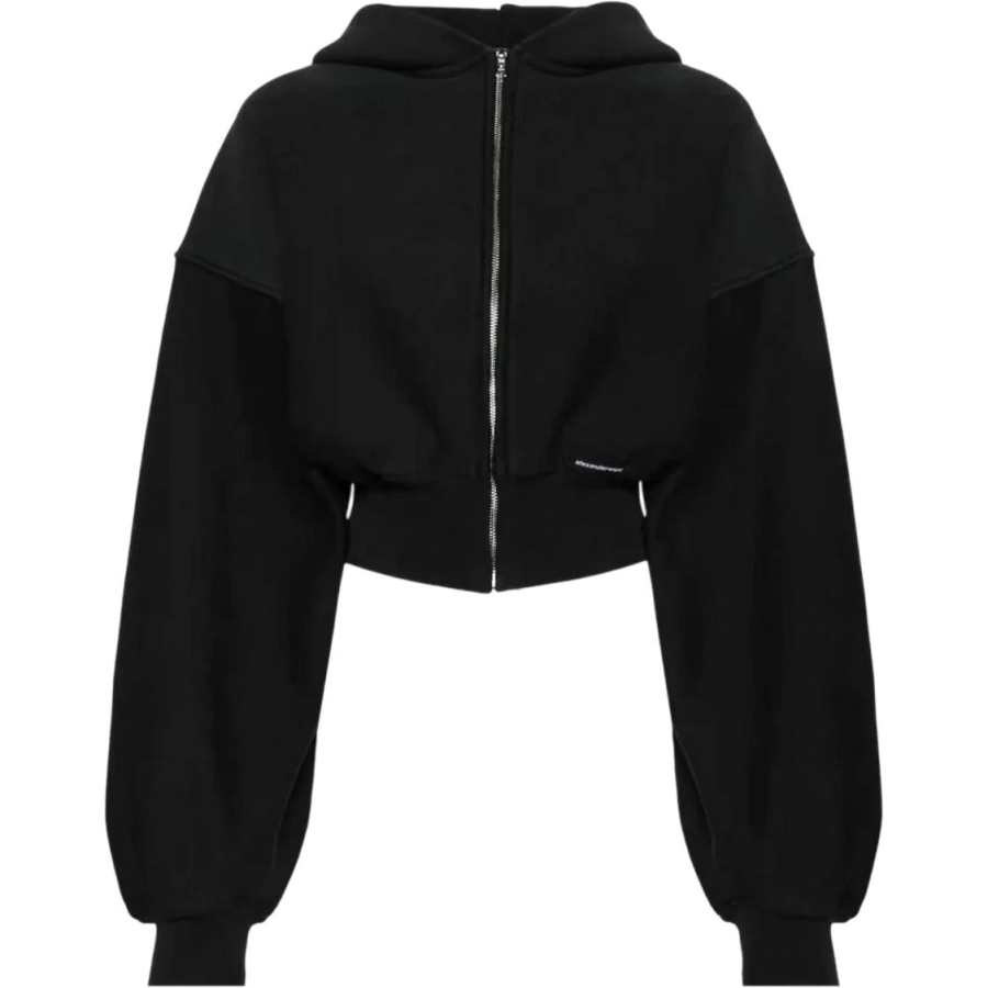 Alexander Wang cropped zip-up cotton hoodie