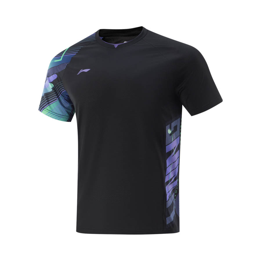 Li-Ning Li Ning T Shirts Unisex Black Crew Neck Moderate