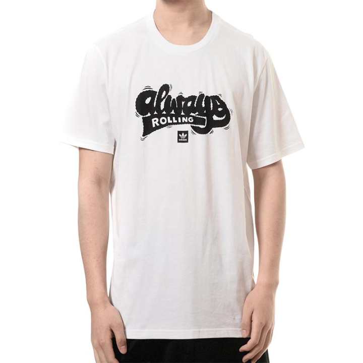 Adidas Adidas T Shirts Men's White Crew Neck Moderate Straight Fit