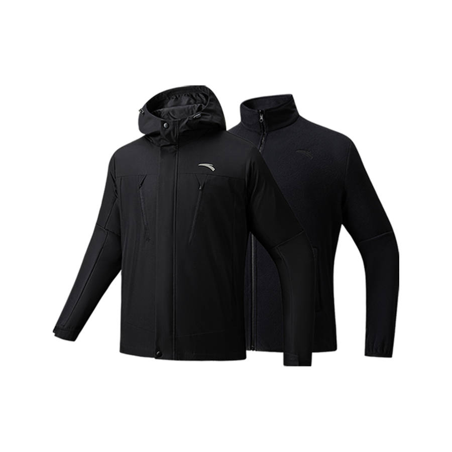 ANTA Anta Hiking Waterproof And Windproof Windbreaker Jacket Men's Basic Black