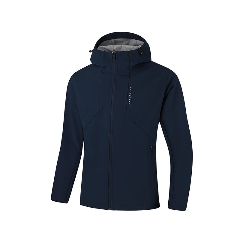 361° Trench Coats Men's Deep Ink Blue Hooded Thickened Soft Shell