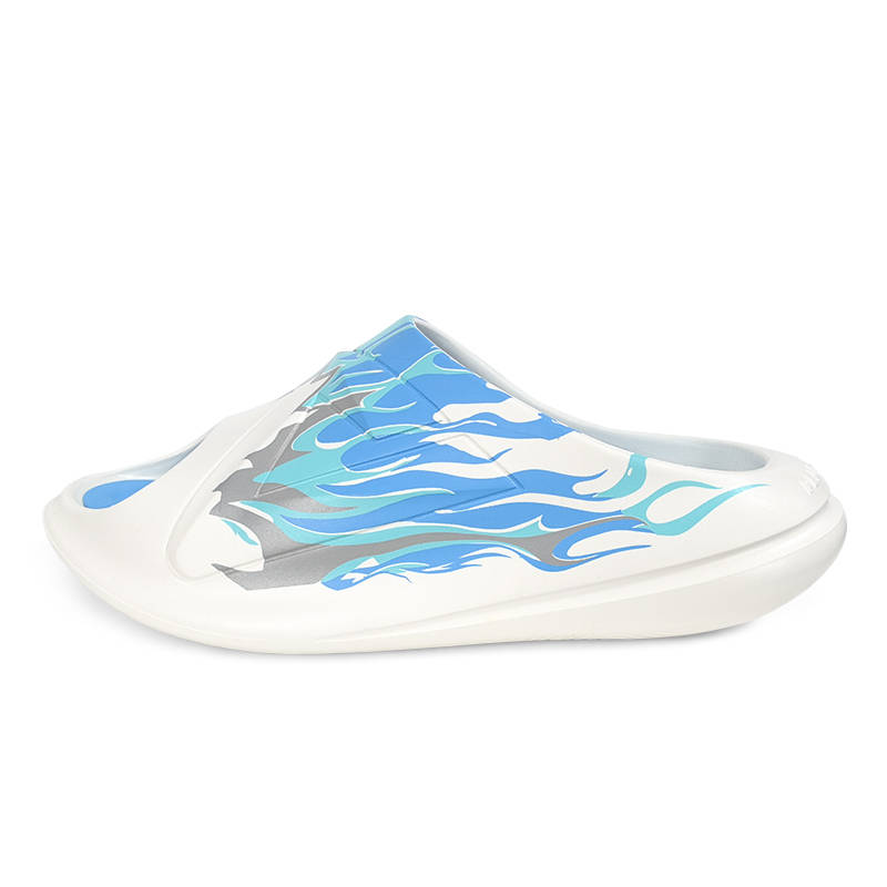 PEAK Taichi Chubby Slippers Cushioning Abrasion Resistant Slide Slippers Men's Ecru Ice Blue