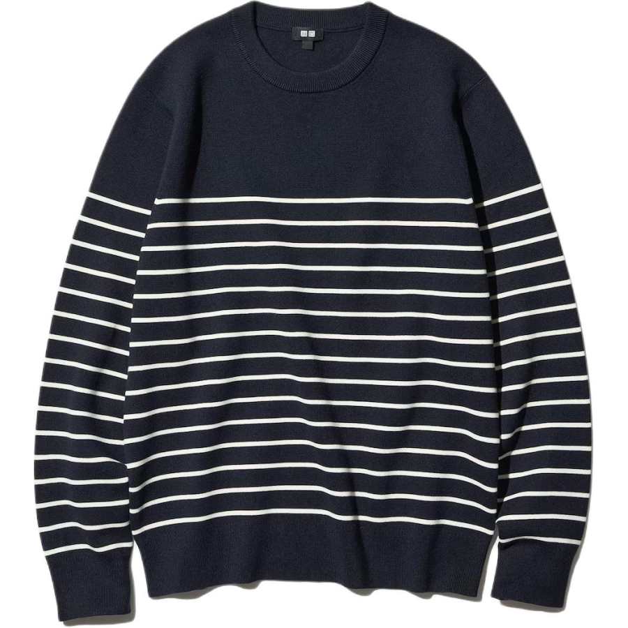 UNIQLO Sweaters Unisex Marine Blue Crew Neck Moderate