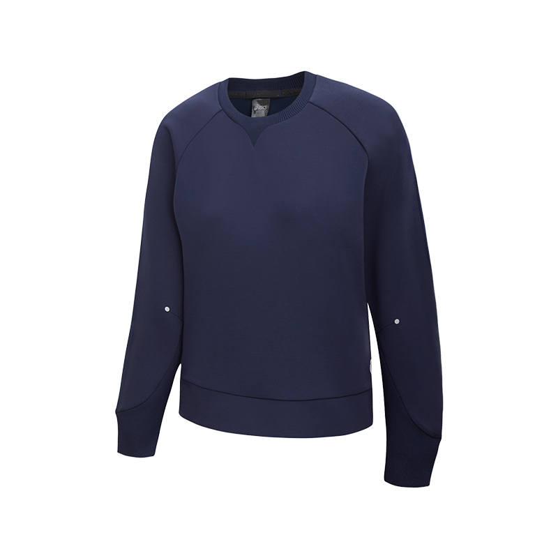 ASICS Sweatshirts Women's Dark Blue Crew Neck Moderate Regular