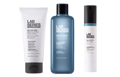 LAB SERIES Men's Energizing Hydrating Cleansing Lotion, Skincare 3 Piece Set Hydrating Cleaning Exfoliating